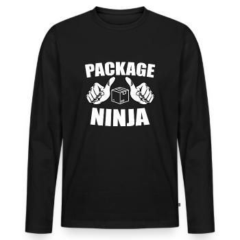 Cadeau de livreur drôle - T-shirt manches longues Premium bio Homme - noir - Devant - Nico (187cm)