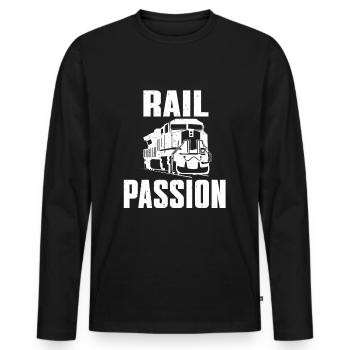 Rail Passion Train Collector - Men's Premium Organic Long Sleeve Shirt - black - Front - Nico (187cm)