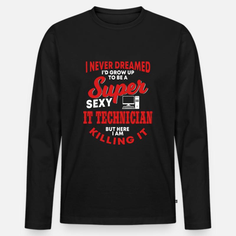 IT Support - Männer Premium Bio Langarmshirt - Schwarz