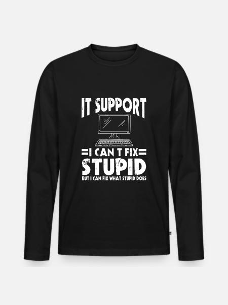 Ironisk IT-support Computer Gave - Premium økologisk langærmet T-shirt til mænd - sort