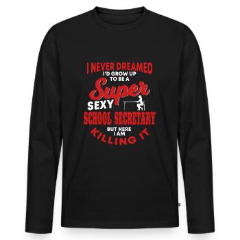 Secrétaire d’école - T-shirt manches longues Premium bio Homme - noir - Devant - Nico (187cm)