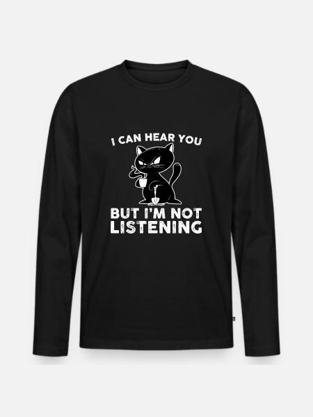 Funny Coffee Drinking Cat Clothing - Men's Premium Organic Long Sleeve Shirt - black