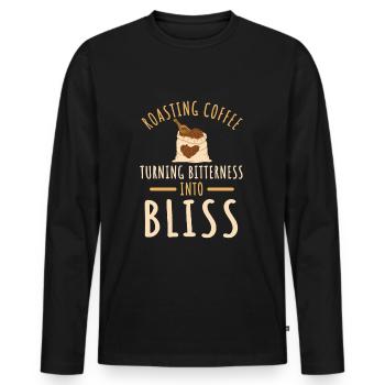 Great coffee roasting saying - Men's Premium Organic Long Sleeve Shirt - black - Front - Nico (187cm)