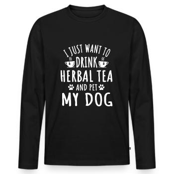 Funny herbal tea and dog lover design - Men's Premium Organic Long Sleeve Shirt - black - Front - Nico (187cm)