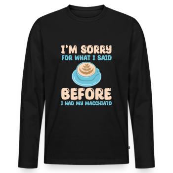 Italian Coffee Macchiato Design - Men's Premium Organic Long Sleeve Shirt - black - Front - Nico (187cm)