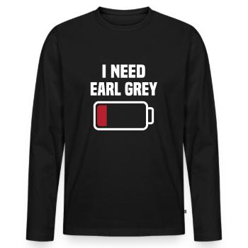 Lustiges Earl Grey Tee Design - Männer Premium Bio Langarmshirt - Schwarz - Vorne - Nico (187cm)