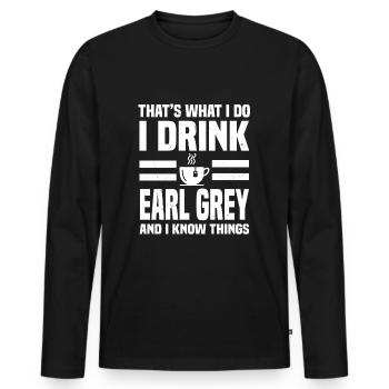 Earl Grey Lover Apparel Love Black Tea - Men's Premium Organic Long Sleeve Shirt - black - Front - Nico (187cm)