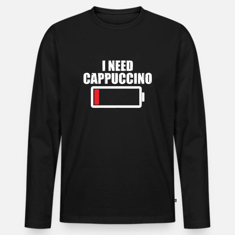 Ich Brauche Cappuccino - Männer Premium Bio Langarmshirt - Schwarz