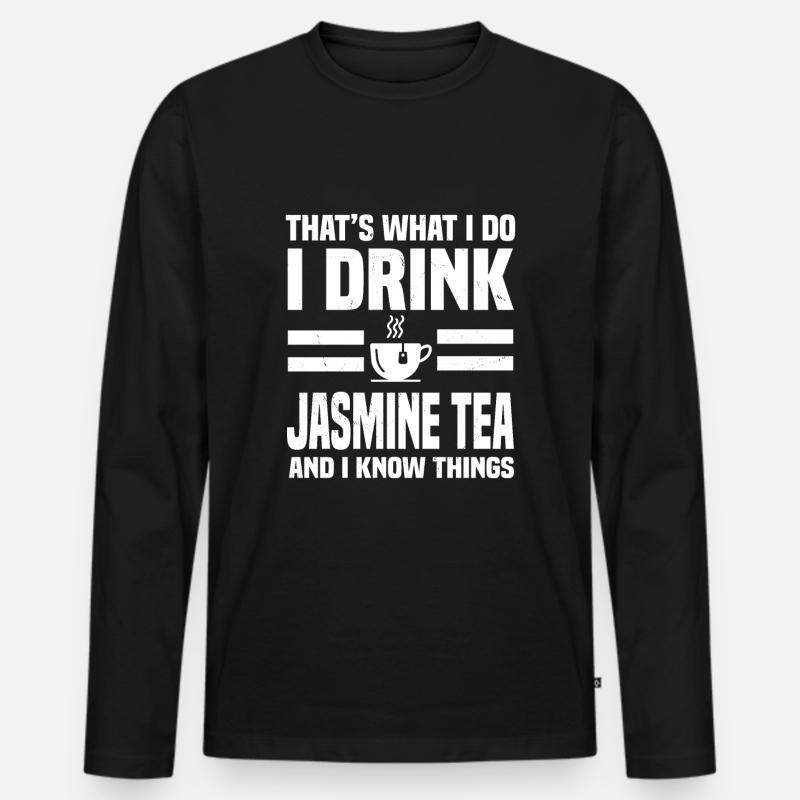 Jasmintee - Männer Premium Bio Langarmshirt - Schwarz
