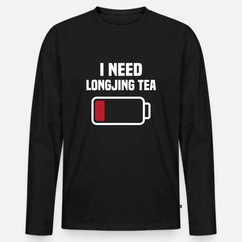 Longjing Tee - Männer Premium Bio Langarmshirt - Schwarz