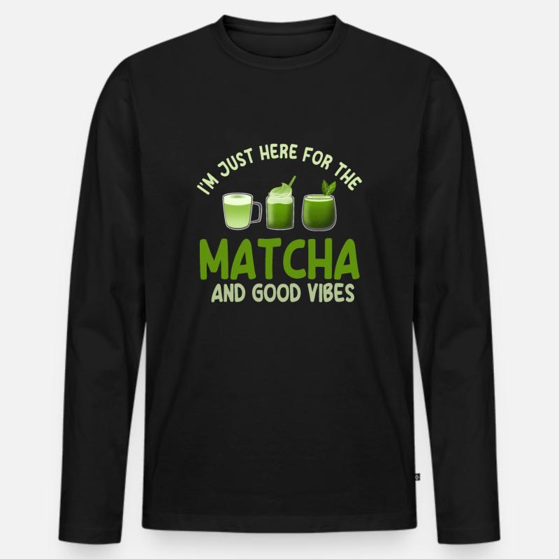 Matcha Latte - Männer Premium Bio Langarmshirt - Schwarz
