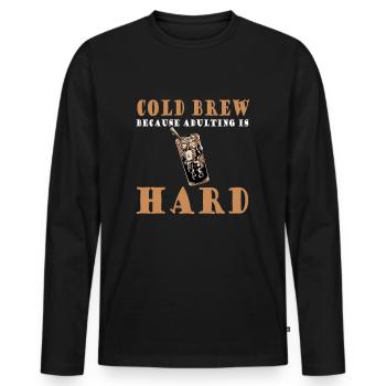 Drôle de cadeau d’amoureux de l’infusion froide - T-shirt manches longues Premium bio Homme - noir - Devant - Nico (187cm)