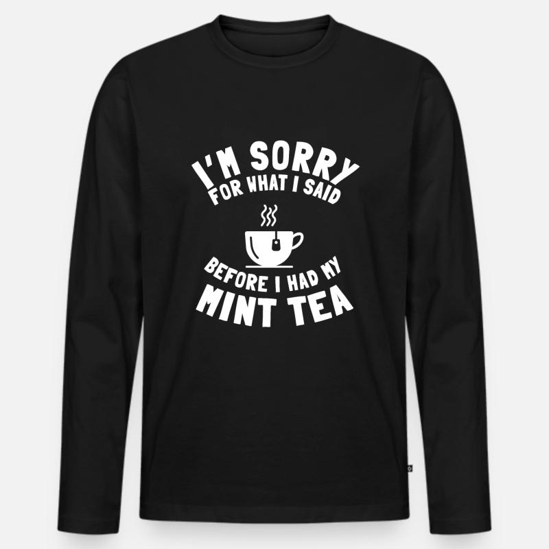 Cooler Minztee Spruch - Männer Premium Bio Langarmshirt - Schwarz