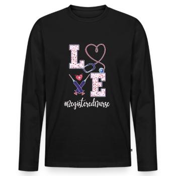 Tenue pour infirmière autorisée - T-shirt manches longues Premium bio Homme - noir - Devant - Nico (187cm)
