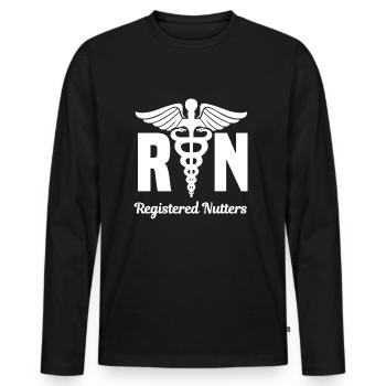 Drôle d’infirmière autorisée - T-shirt manches longues Premium bio Homme - noir - Devant - Nico (187cm)