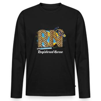 Infirmière autorisée cool - T-shirt manches longues Premium bio Homme - noir - Devant - Nico (187cm)
