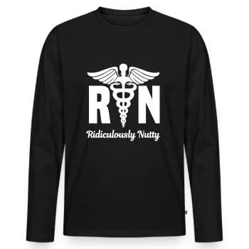 Infirmière autorisée Rn Ridiculous - T-shirt manches longues Premium bio Homme - noir - Devant - Nico (187cm)