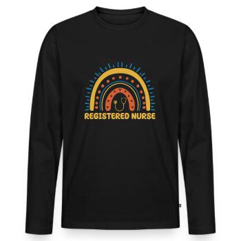 Conception de l’infirmière autorisée - T-shirt manches longues Premium bio Homme - noir - Devant - Nico (187cm)