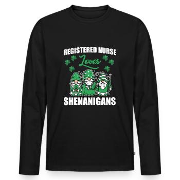 Infirmière autorisée Saint-Patrick - T-shirt manches longues Premium bio Homme - noir - Devant - Nico (187cm)