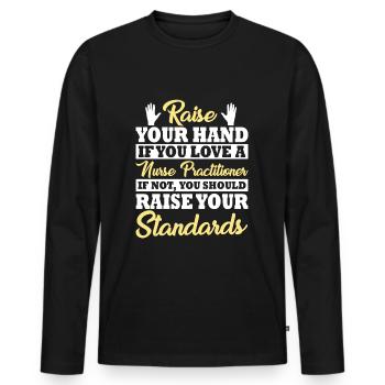Infirmière en pratique avancée Dicton - T-shirt manches longues Premium bio Homme - noir - Devant - Nico (187cm)