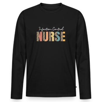 Hygiene Nurse Leopard Pattern - Men's Premium Organic Long Sleeve Shirt - black - Front - Nico (187cm)