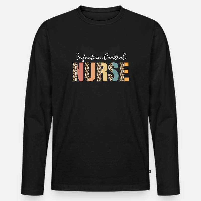 Hygiene Nurse Leopard Pattern - Men's Premium Organic Long Sleeve Shirt - black