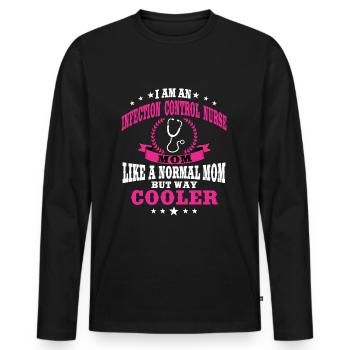 Funny Hygiene NurseMom - Men's Premium Organic Long Sleeve Shirt - black - Front - Nico (187cm)