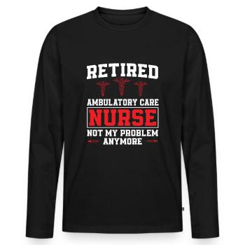 Infirmière ambulatoire à la retraite - T-shirt manches longues Premium bio Homme - noir - Devant - Nico (187cm)