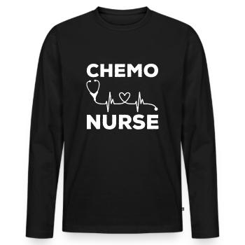 Chemo Nurse Design Onkologie - Männer Premium Bio Langarmshirt - Schwarz - Vorne - Nico (187cm)