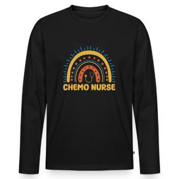 Chemo Krankenschwester Regenbogen Shirt - Männer Premium Bio Langarmshirt - Schwarz - Vorne - Nico (187cm)