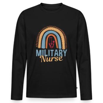 Infirmière militaire mignonne arc-en-ciel - T-shirt manches longues Premium bio Homme - noir - Devant - Nico (187cm)