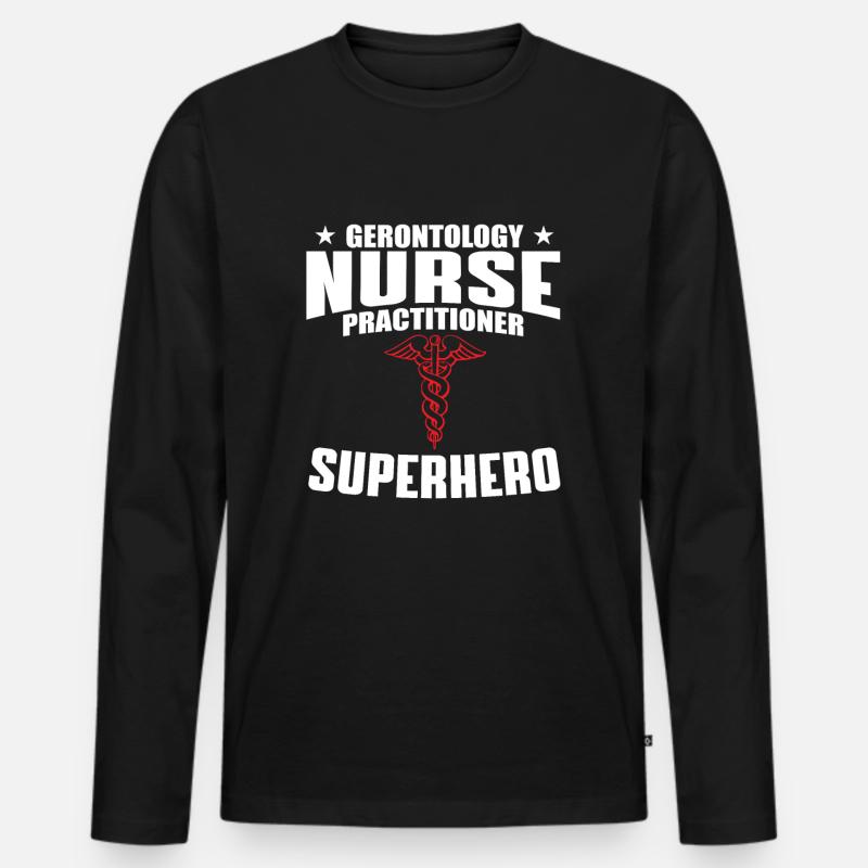 Gerontologie Krankenschwester Praktiker Superheld - Männer Premium Bio Langarmshirt - Schwarz