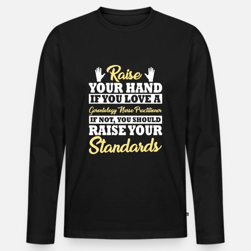 Gerontologie Krankenschwester Ehepartner Spruch - Männer Premium Bio Langarmshirt - Schwarz