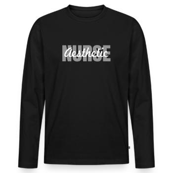 Police d’infirmières esthétiques - T-shirt manches longues Premium bio Homme - noir - Devant - Nico (187cm)