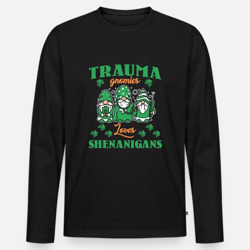 Trauma Gnomies St. Patrick's Day - Männer Premium Bio Langarmshirt - Schwarz