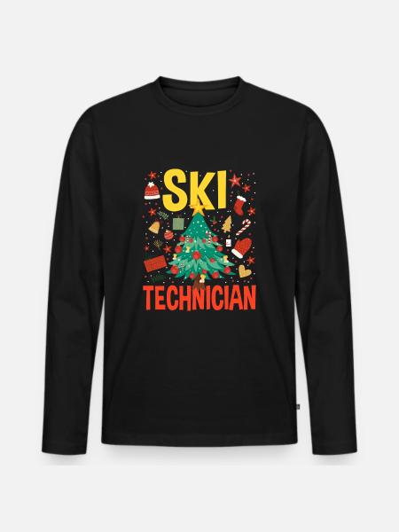 Ski Technician Christmas Tree Costume - Men's Premium Organic Long Sleeve Shirt - black