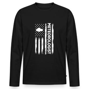 Météorologue américain météorologue Amérique observateur météorologique - T-shirt manches longues Premium bio Homme - noir - Devant - Nico (187cm)