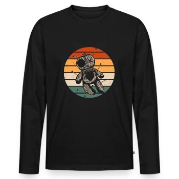 Retro Voodoo Doll Design - Men's Premium Organic Long Sleeve Shirt - black - Front - Nico (187cm)