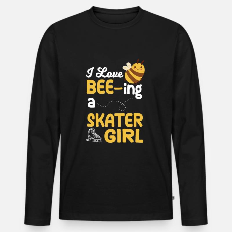 Niedliche Eislaufmädchen Eiskunstläuferin - Männer Premium Bio Langarmshirt - Schwarz