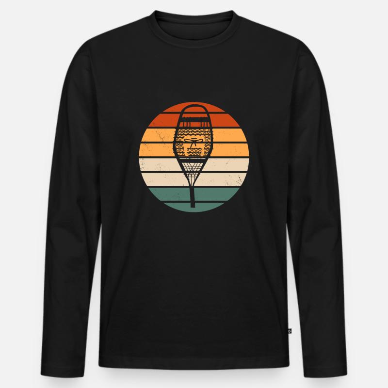 Retro Schneeschuh Design - Männer Premium Bio Langarmshirt - Schwarz