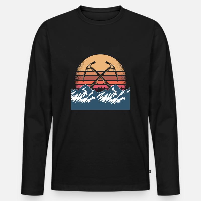 Retro Eisklettern Design - Männer Premium Bio Langarmshirt - Schwarz