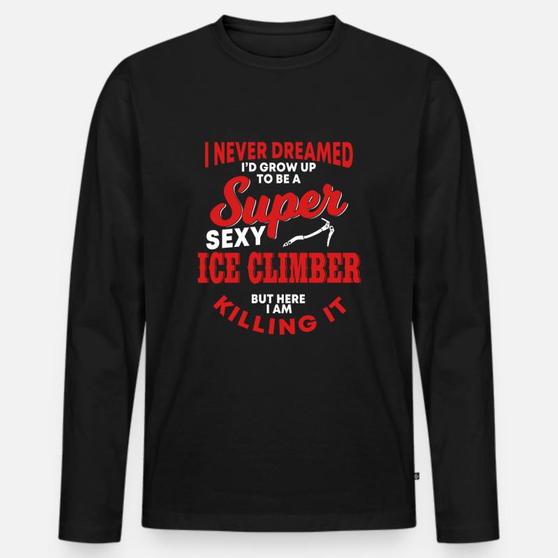 Lustige Eiskletterer Shirt - Männer Premium Bio Langarmshirt - Schwarz