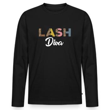 Funny eyelash diva with leopard print - Men's Premium Organic Long Sleeve Shirt - black - Front - Nico (187cm)