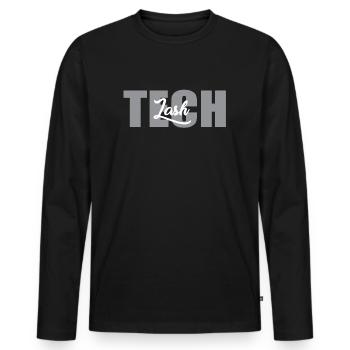 Lettrage de technicien de cils - T-shirt manches longues Premium bio Homme - noir - Devant - Nico (187cm)