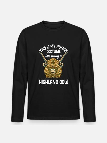 Funny Highland Cow Saying - Men's Premium Organic Long Sleeve Shirt - black
