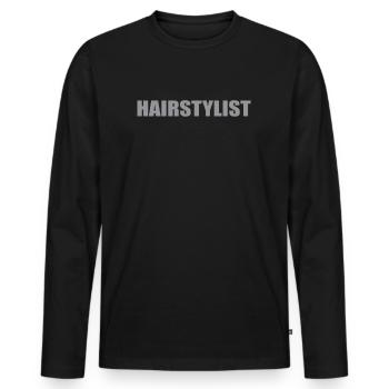 Hairstylist Brief Outfit Hairdresser - Men's Premium Organic Long Sleeve Shirt - black - Front - Nico (187cm)