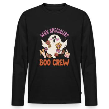 Spécialiste de la cire Boo Crew Fantôme effrayant Halloween - T-shirt manches longues Premium bio Homme - noir - Devant - Nico (187cm)