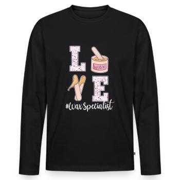 Spécialiste de l’épilation à la cire Saint-Valentin - T-shirt manches longues Premium bio Homme - noir - Devant - Nico (187cm)