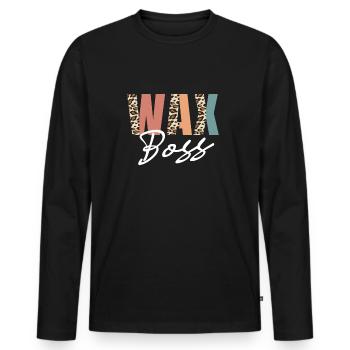 Spécialiste de l’épilation à la cire Motif Léopard - T-shirt manches longues Premium bio Homme - noir - Devant - Nico (187cm)
