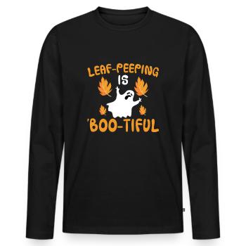 Leaf Peeping Halloween Costume - Men's Premium Organic Long Sleeve Shirt - black - Front - Nico (187cm)